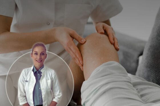 Bol u zglobovima: osoba drži bolno koljeno, s crvenkasto istaknutim područjem oko zgloba