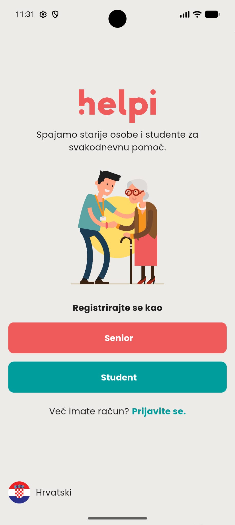 Helpi je digitalna platforma koja povezuje studente i starije osobe kojima je potrebna pomoć u svakodnevnim zadacima